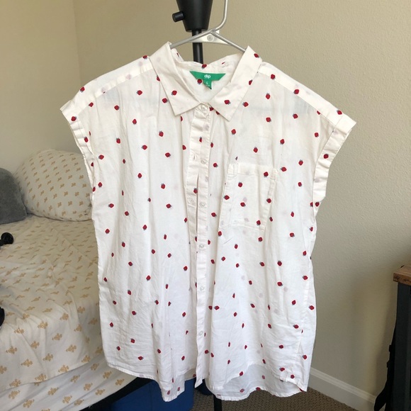 Strawberry print white blouse - Picture 3 of 4